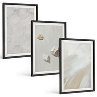 BILDER SET 3er Set - 40x60 cm Schwarzer Rahmen - Sandsteine moderne Farbe - Schwarz, Kunststoff (40/60cm) - TULUP