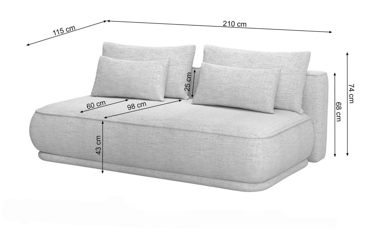 SCHLAFSOFA Leanno Grau Chenille 210 cm - Schwarz/Grau, Kunststoff/Textil (210/74/115cm) - Selsey