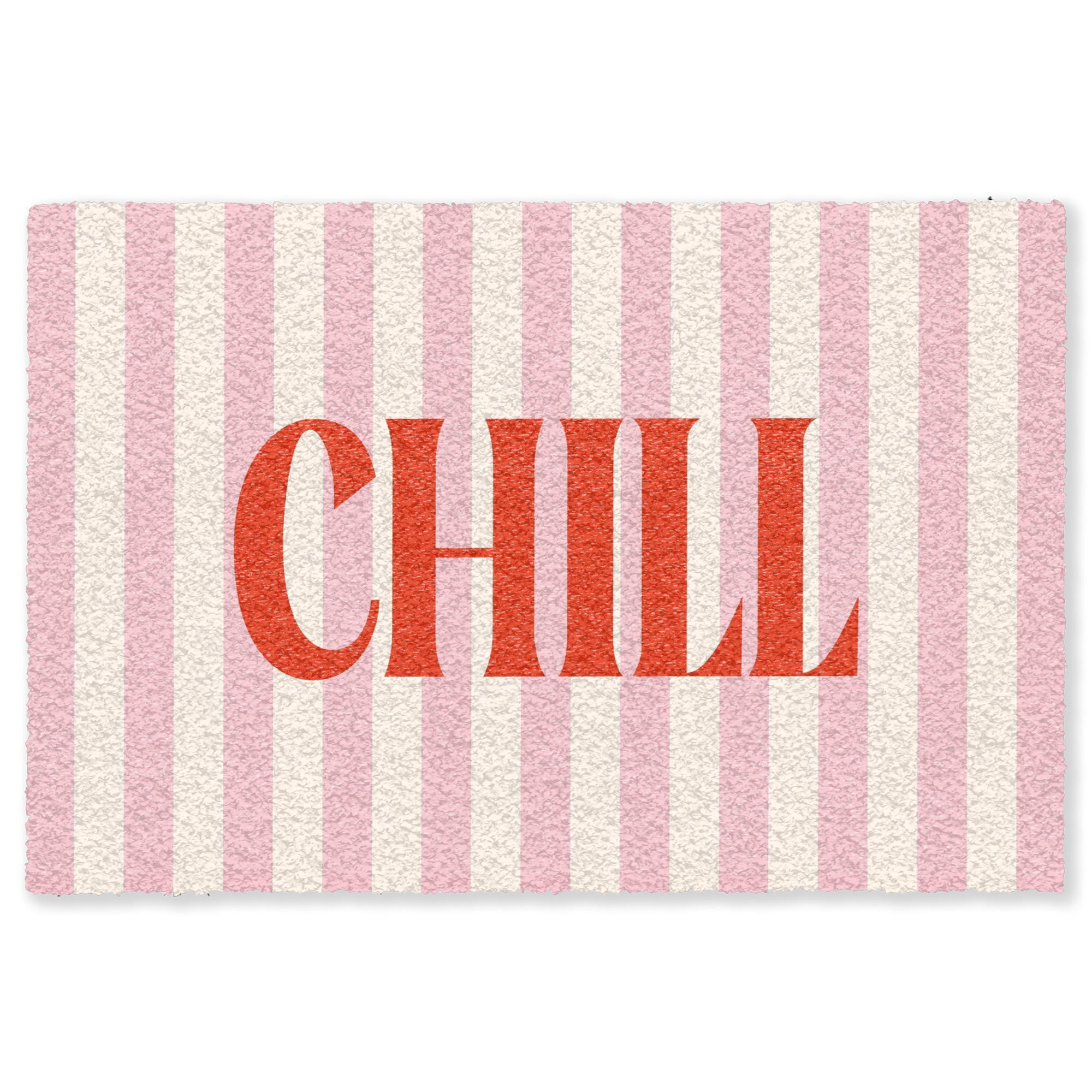 FUSSMATTE Zartrosa – Rot – Streifen – Chill 180x120 cm - Rosa, Kunststoff (180/0.4cm) - MuchoWow