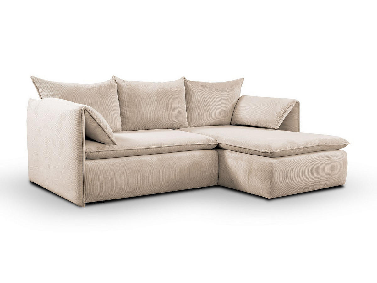 SCHLAFSOFA - 4 Personen-Sitzer - Samt, Stoff - Beige - - Beige, Textil (230/91/166cm) - Vente-Unique