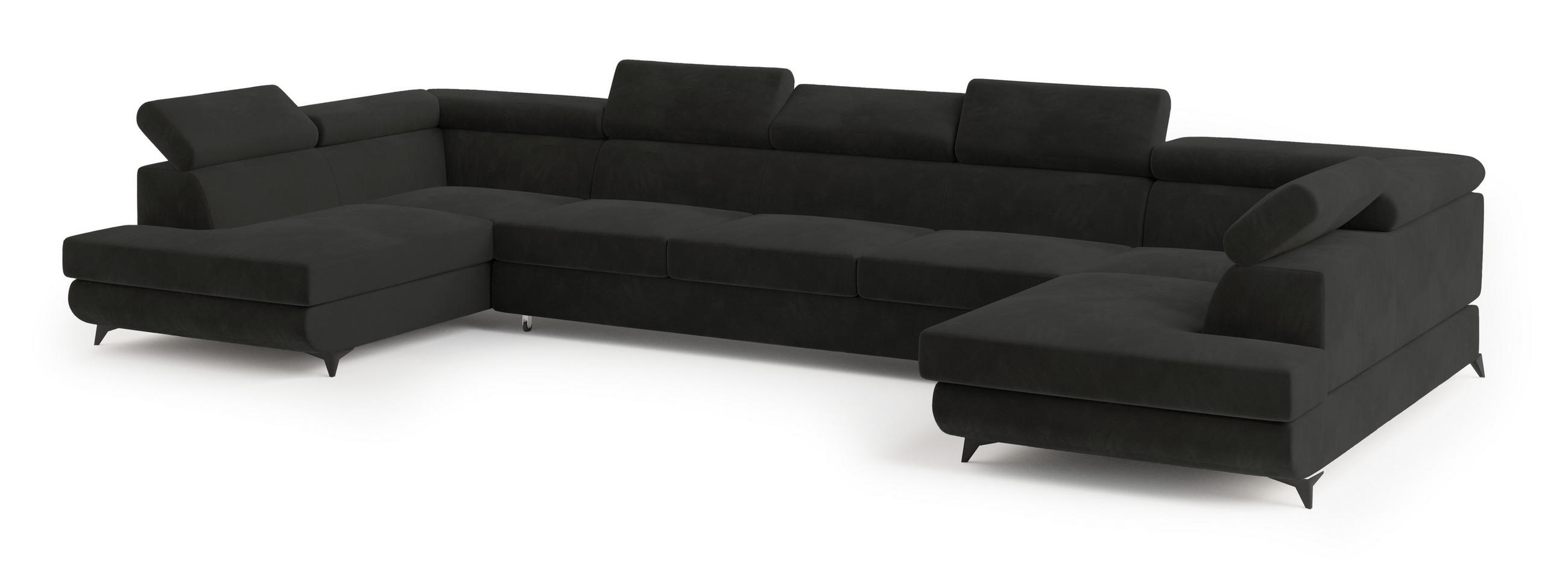 ROHOVÁ SEDAČKA URMANO černá - černá, kov/dřevo (395/190cm) - MASSENO