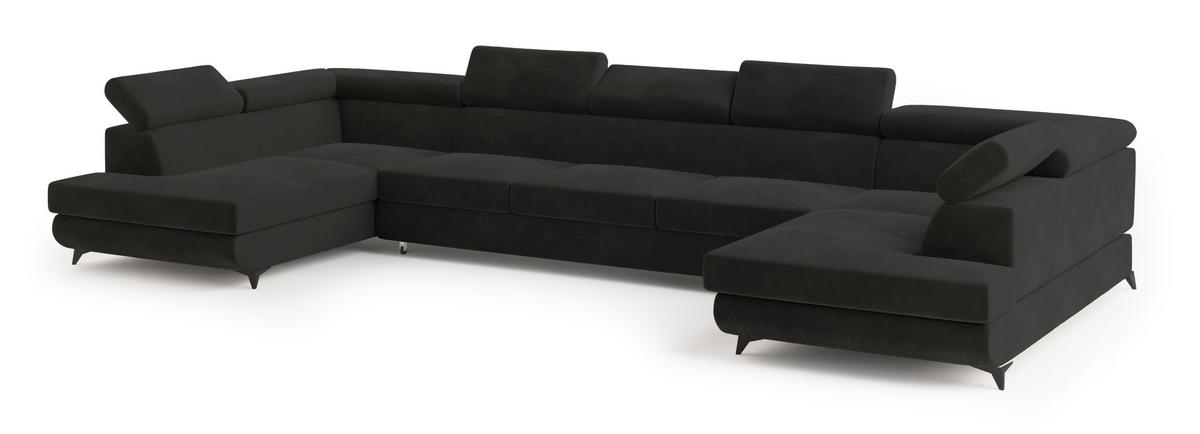 ROHOVÁ SEDAČKA URMANO černá - černá, kov/dřevo (395/190cm) - MASSENO