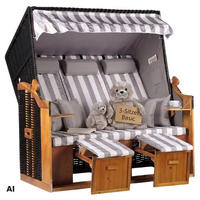 STRANDKORB XXL Ostsee 3Sitzer PE Schwarz - Schwarz/Braun, Metall (160/160/80cm) - Mr. Deko