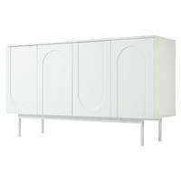 SIDEBOARD mit 4 Türen, LED-Beleuchtung und verstellbaren Einlegeböden, 140 x 42 x 80 cm, Weiß, MDF - Weiß, Holzwerkstoff (140/80/42cm) - SONNENH