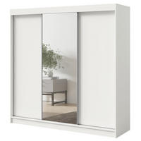 SCHWEBETÜRENSCHRANK mit Spiegel Fiore 3D1L 200 Weiß/Silber - Silberfarben/Weiß, Holzwerkstoff/Metall (200/200/60cm) - mzm24