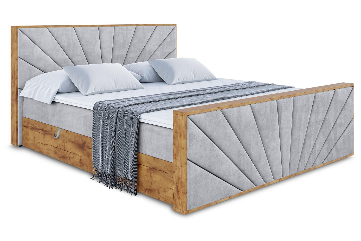 BOXBETT mit Matratze H3 und Lattenrost - LOLLI6-Z - 160x200 - Grau Monolith - Grau, Holzwerkstoff (160/200cm) - ALTDECOR