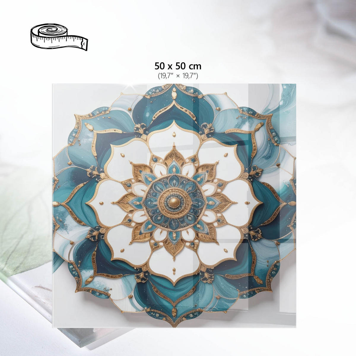 TISCHPLATTE 50x50 cm – Mandala-Eleganz - Grau, Glas (50/50/0.4cm) - Wallfluent