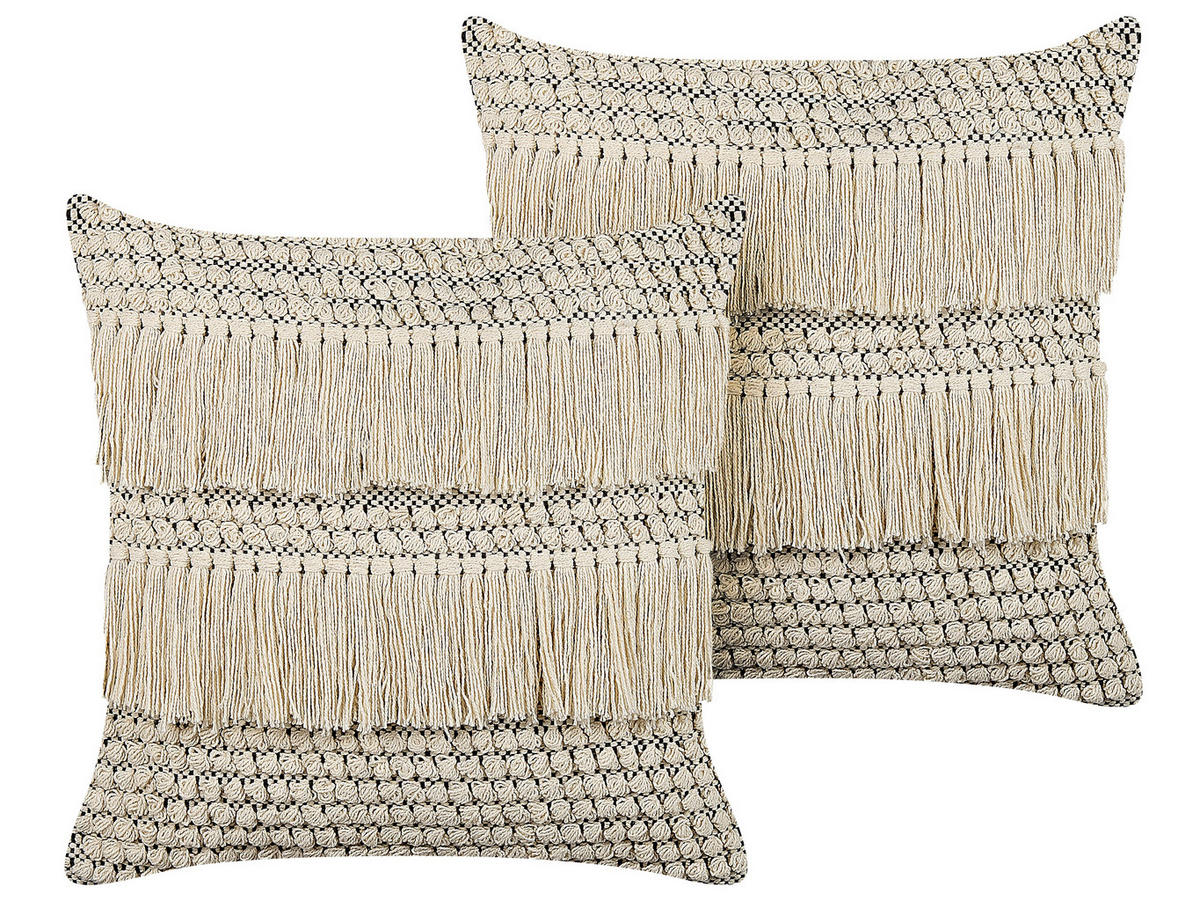 DEKOKISSEN 2er-Set Beige 45/45 cm Iresine - Beige, Naturmaterialien/Textil (45/45cm) - Beliani
