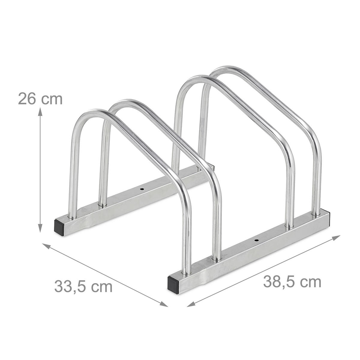 FAHRRADSTÄNDER Silber für 2 Fahrräder - Silberfarben, Metall (38.5/26/33.5cm) - Relaxdays