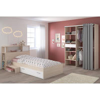 JUGENDZIMMER Hochbett Charly 23 in Akazie und Weiß von Parisot Komplett Set - Braun, Holzwerkstoff (80/200/120cm)