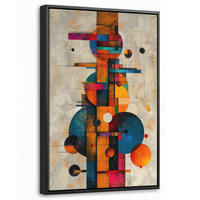 LEINWAND Bilder mit Rahmen - Vintage - Moderne Kunst - Orange - Geometrische Formen - 20x30 - Multicolor, Textil (20/30cm) - MuchoWow