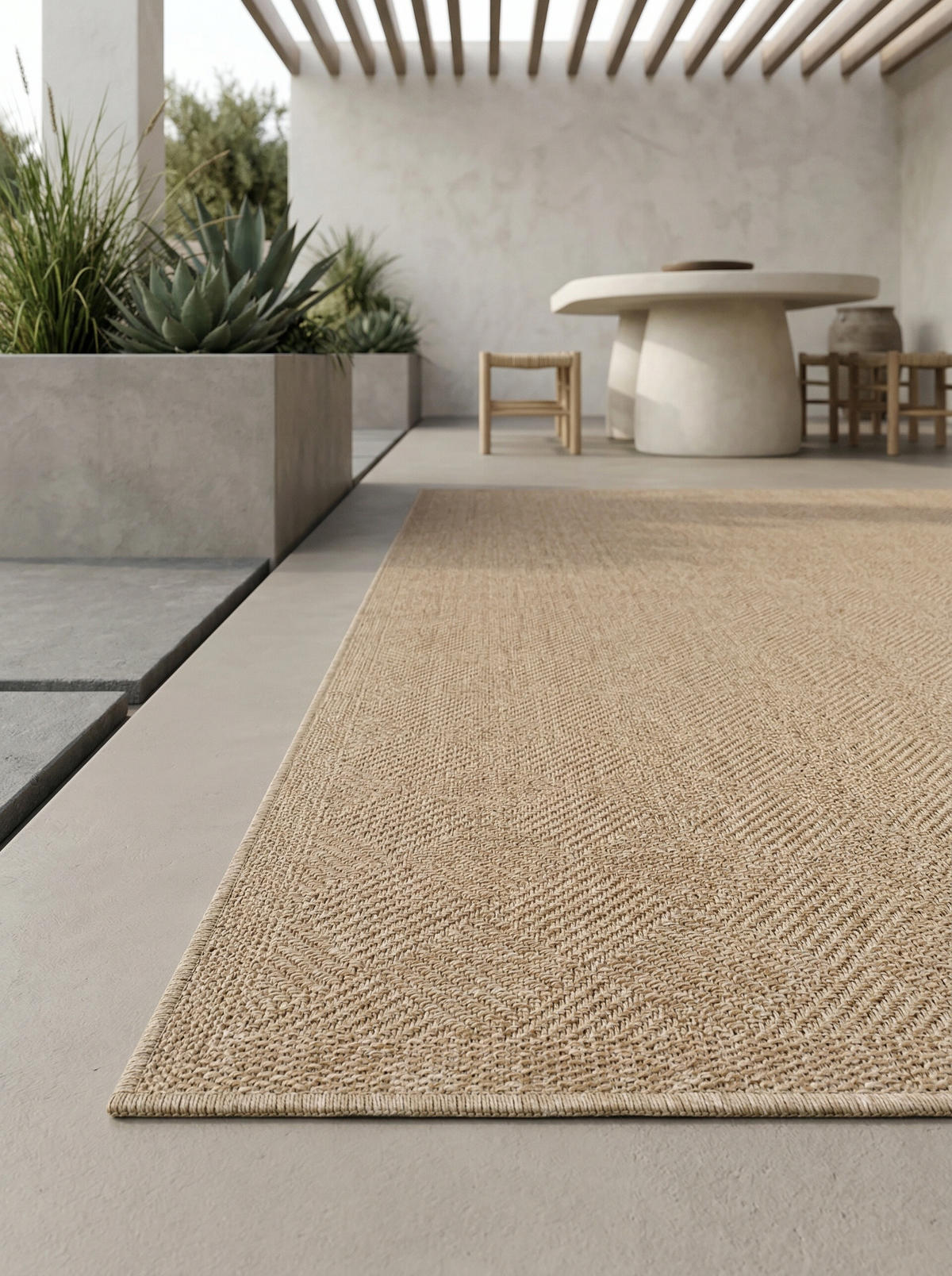 OUTDOORTEPPICH KASBERG, im Vintage-Stil, aus Polypropylen, Beige, 140 x 200 cm - Beige, Textil (200/140cm) - KADIMA DESIGN