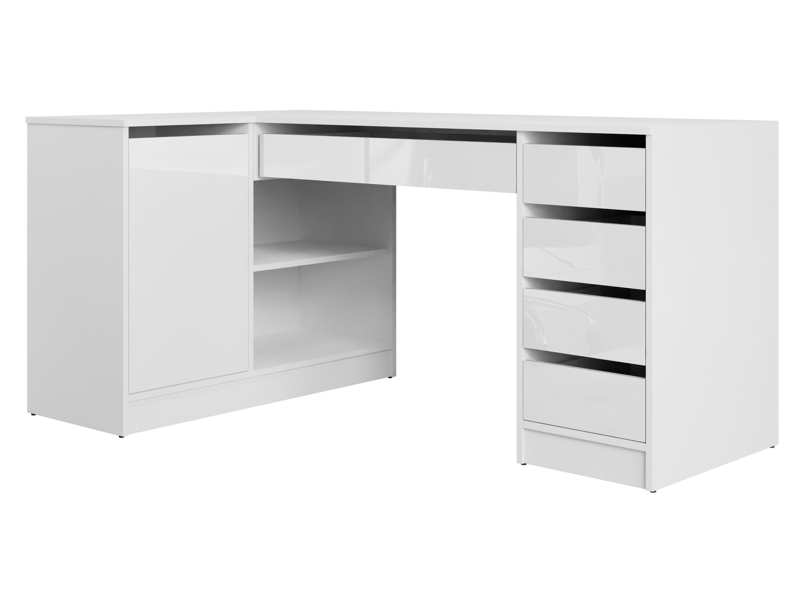 ECKSCHREIBTISCH Ada - Weiß Hochglanz/Schwarz, Holzwerkstoff/Kunststoff (98/158/76cm) - MIRJAN24