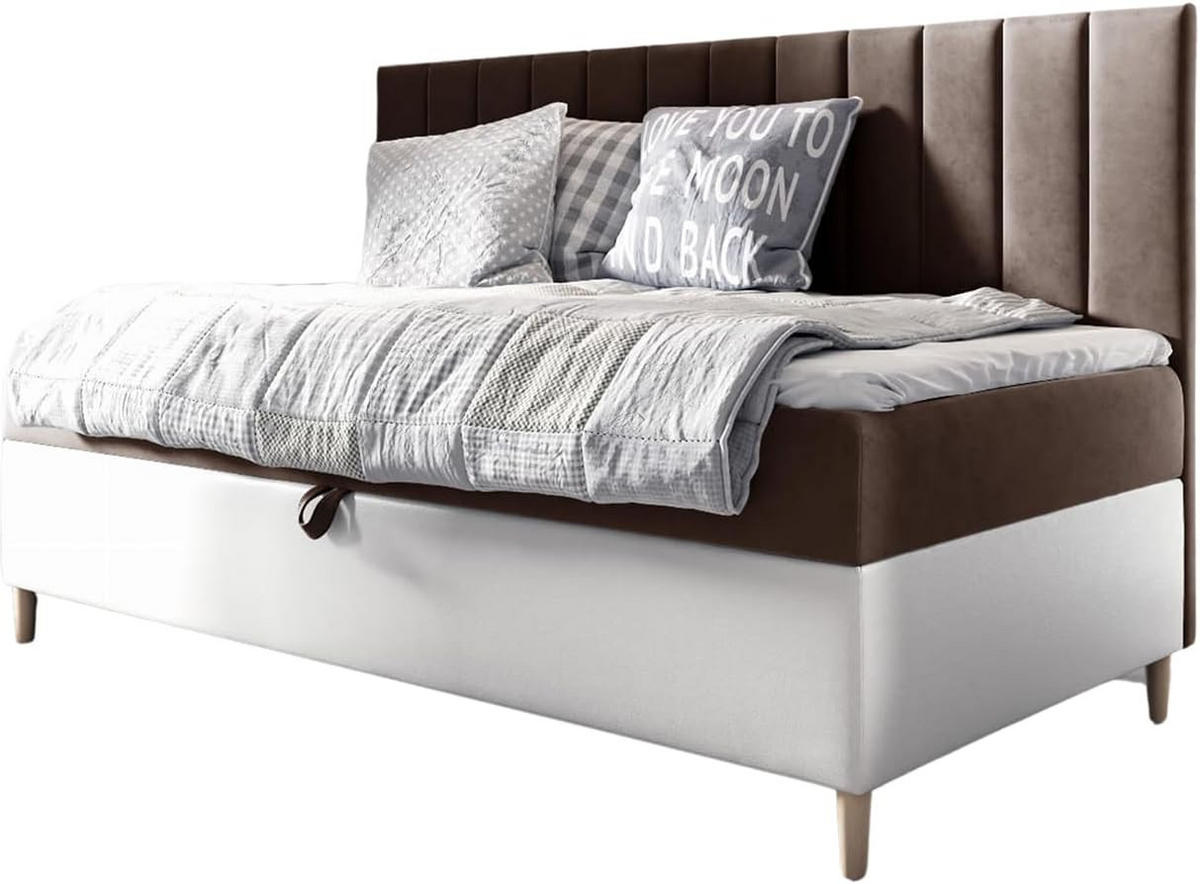 KINDERBETT MAYA 2 - Braun/Weiß, Holzwerkstoff (82/202cm) - Meblini