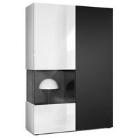 VITRINE Morena Tür und Einsatz in Schwarz matt - Schwarz, Holzwerkstoff (91.5/136.5/37cm) - Vladon