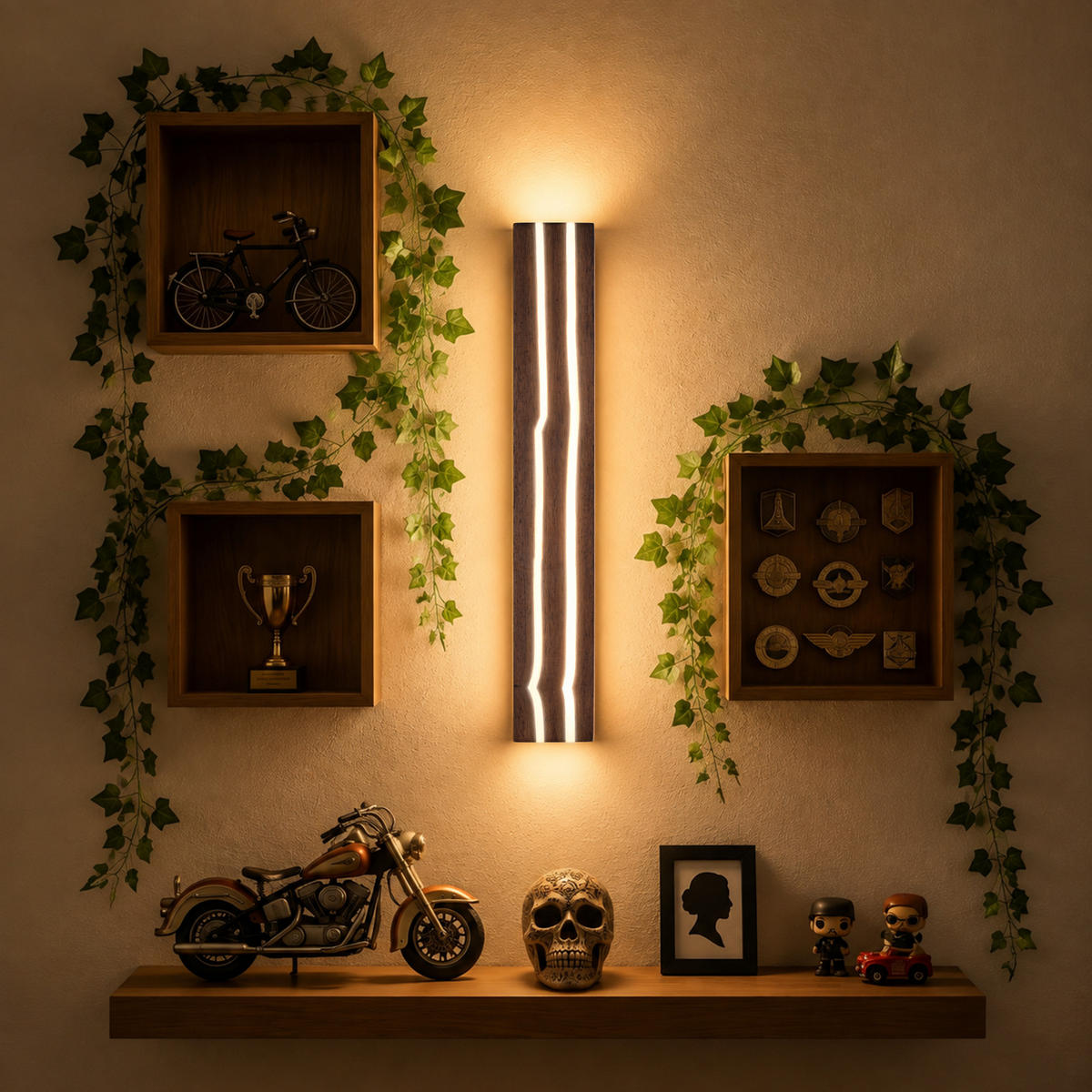 LED WANDLEUCHTE Vexmar 50/8/3 cm - Braun, Holz/Metall (8/3/50cm) - ZMH