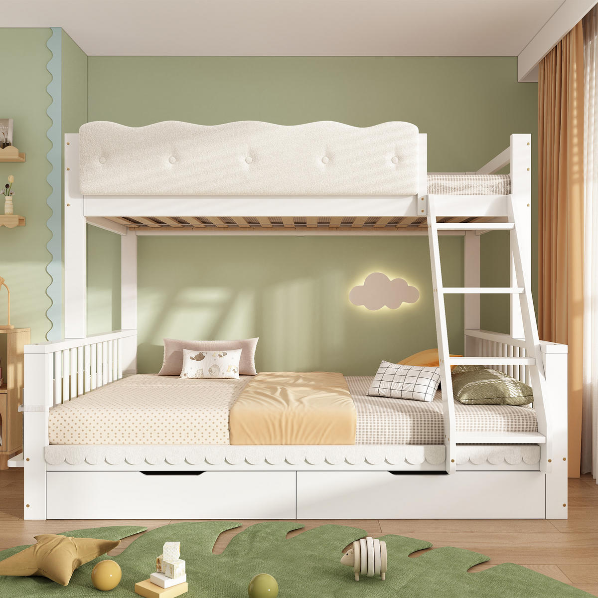 ETAGENBETT 90x200/140x200 cm Weiß mit Schubladen - Weiß, Holz (140/200cm) - FLIEKS