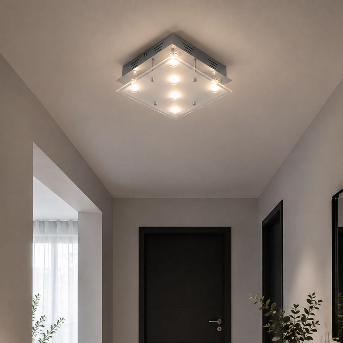 LED DECKENLEUCHTE Metall Silber gebürstet - Silberfarben, Glas (30/30/8cm) - Esto