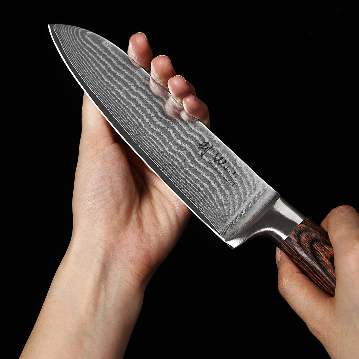 SANTOKUMESSER (klein) Edib Damast - Braun, Holz/Metall (23cm) - Wakoli