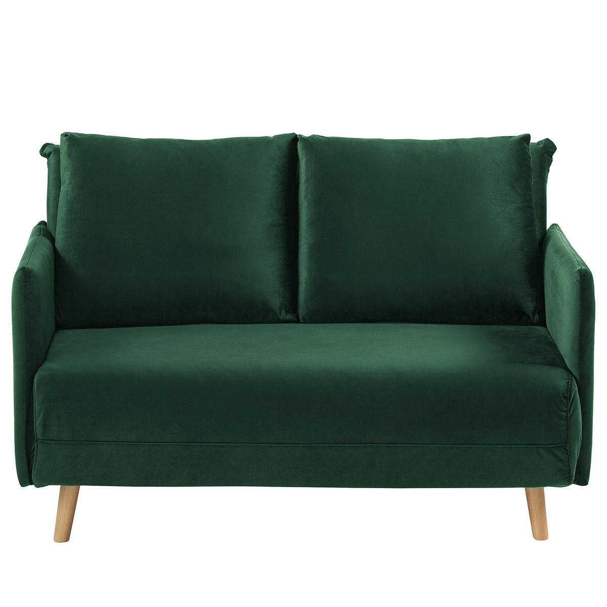 SCHLAFSOFA - Samt, Dunkelgrün - Dunkelgrün/Beige, Textil (132/82/91cm) - home24