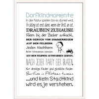 BILD mit Rahmen 51x71 cm Spruch: Dorfkind - Blau, Holz (51/71cm) - artissimo
