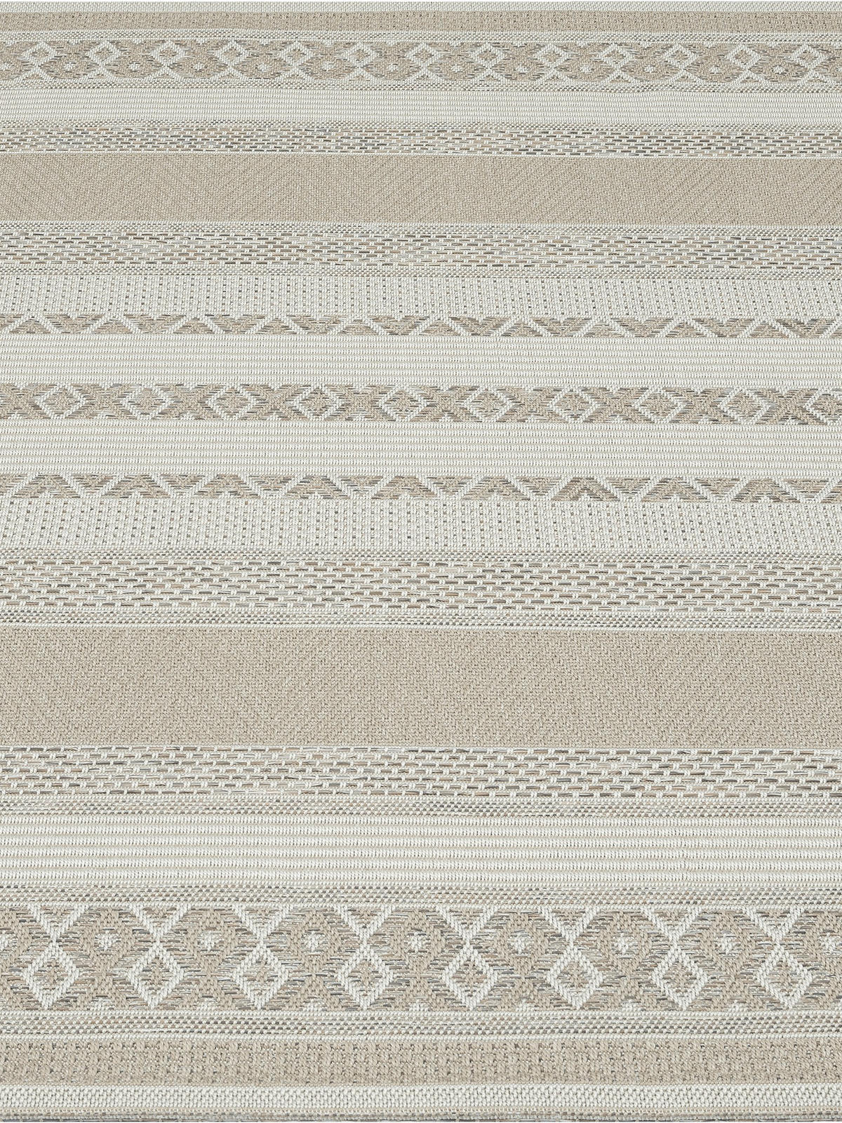 TEPPICH Flachgewebe ESERA Gestreift Polypropylen Beige 120 x 120 cm - Beige, Textil (120/120cm) - KADIMA DESIGN