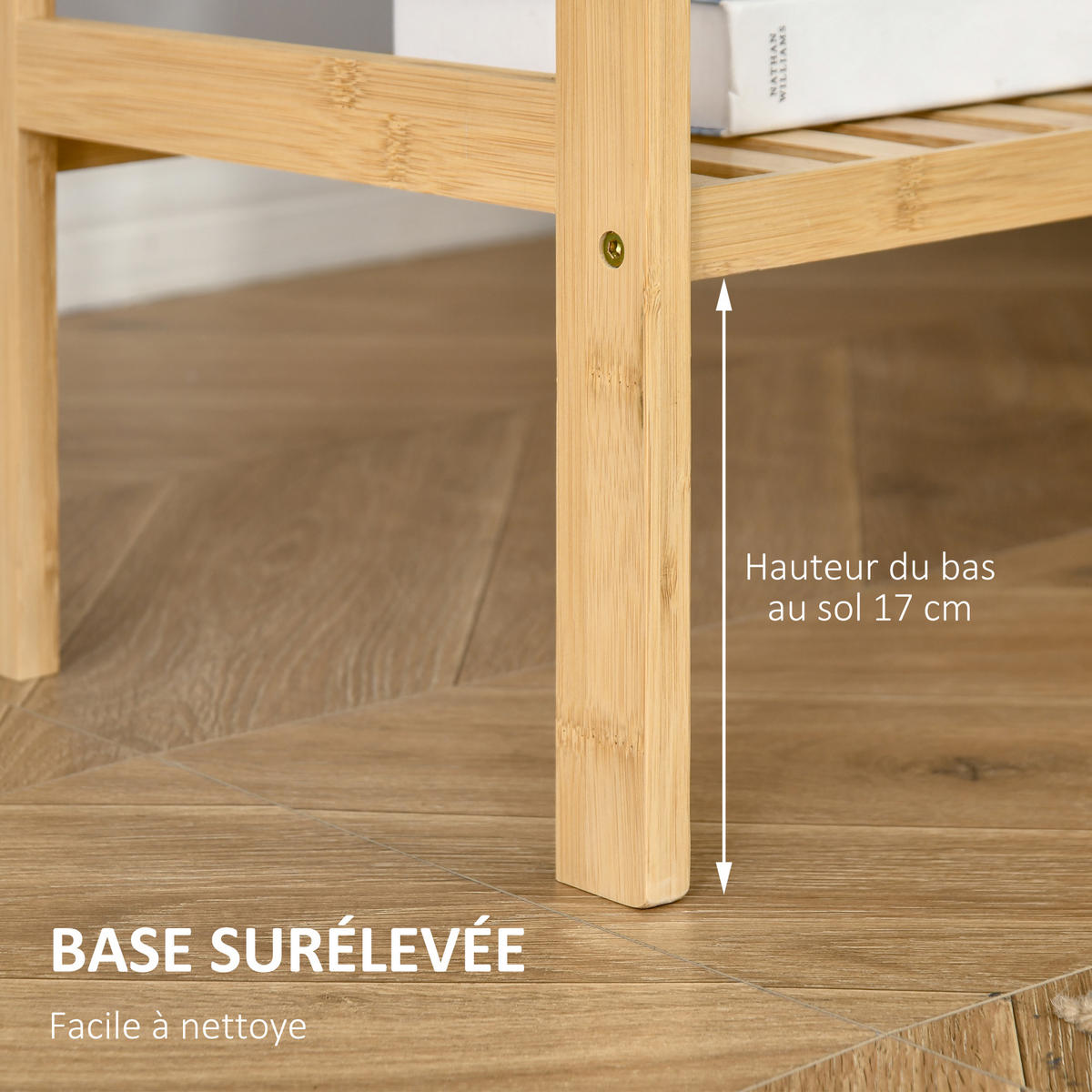 BADREGAL DE-15479 62/33/112 cm, 4-stufig Naturholz - Naturfarben, Naturmaterialien (33/112/62cm) - ComfortXL
