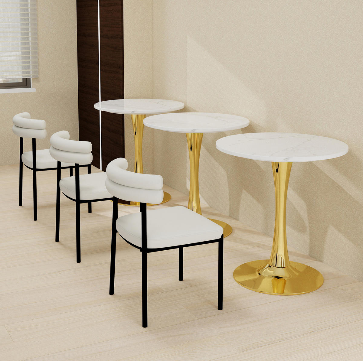 COUCHTISCH 70.1 cm aus Kunstmarmor in Gold/Weiß im modernen Stil - Goldfarben, Stein (70/70/72cm) - OKMYHOME