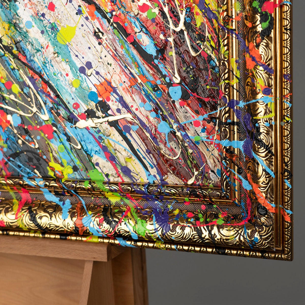 GEMÄLDE Neon-Mythos Schattenfugenrahmen Gold 140x100 cm - Goldfarben, Holz (140/100cm) - YS-art gallery