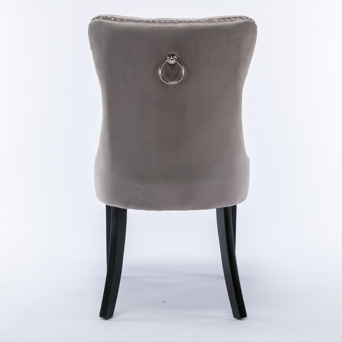 ESSZIMMERSTUHL 2er-Set aus Samt mit Nagelkopfbesatz, Grau - Schwarz/Grau, Textil (65/95/50cm)