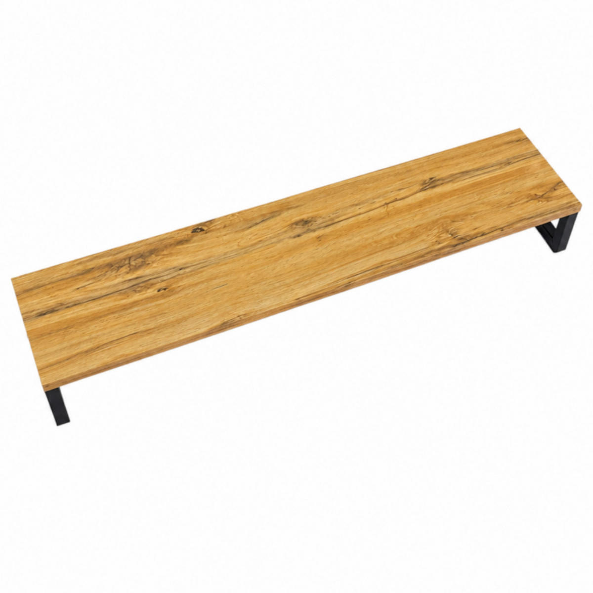 MONITORSTÄNDER MDF Metall Eiche Schwarz 90 x 20 x 10 cm erhöhte Ablage - Eichefarben, Holzwerkstoff (20/90/10cm) - Begryf