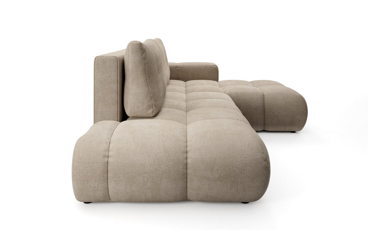 ECKSOFA DUCA R-S Beige Chenille mit Schlaffunktion - Beige, Holz (266.5/266.5cm) - MASSENO