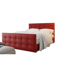 BOXBETT KLEO 180x200, mit Matratze H3, Bonell und Topper, Madryt 160 - Rot, Holz/Kunststoff (180/200cm) - Bedante