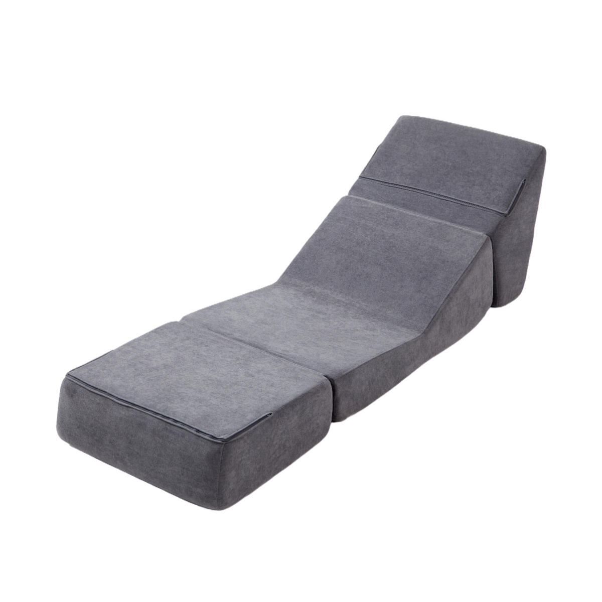 SCHLAFSESSEL 3-in-1 Umwandelbares Bodensofa & Gästebett aus Samtstoff - Grau, Textil (99/68/73cm) - Urban Meuble