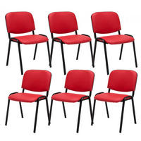 BESUCHERSTUHL 6er Set Lederlook rot - Rot/Schwarz, Textil/Metall (53/83/53cm) - CLP