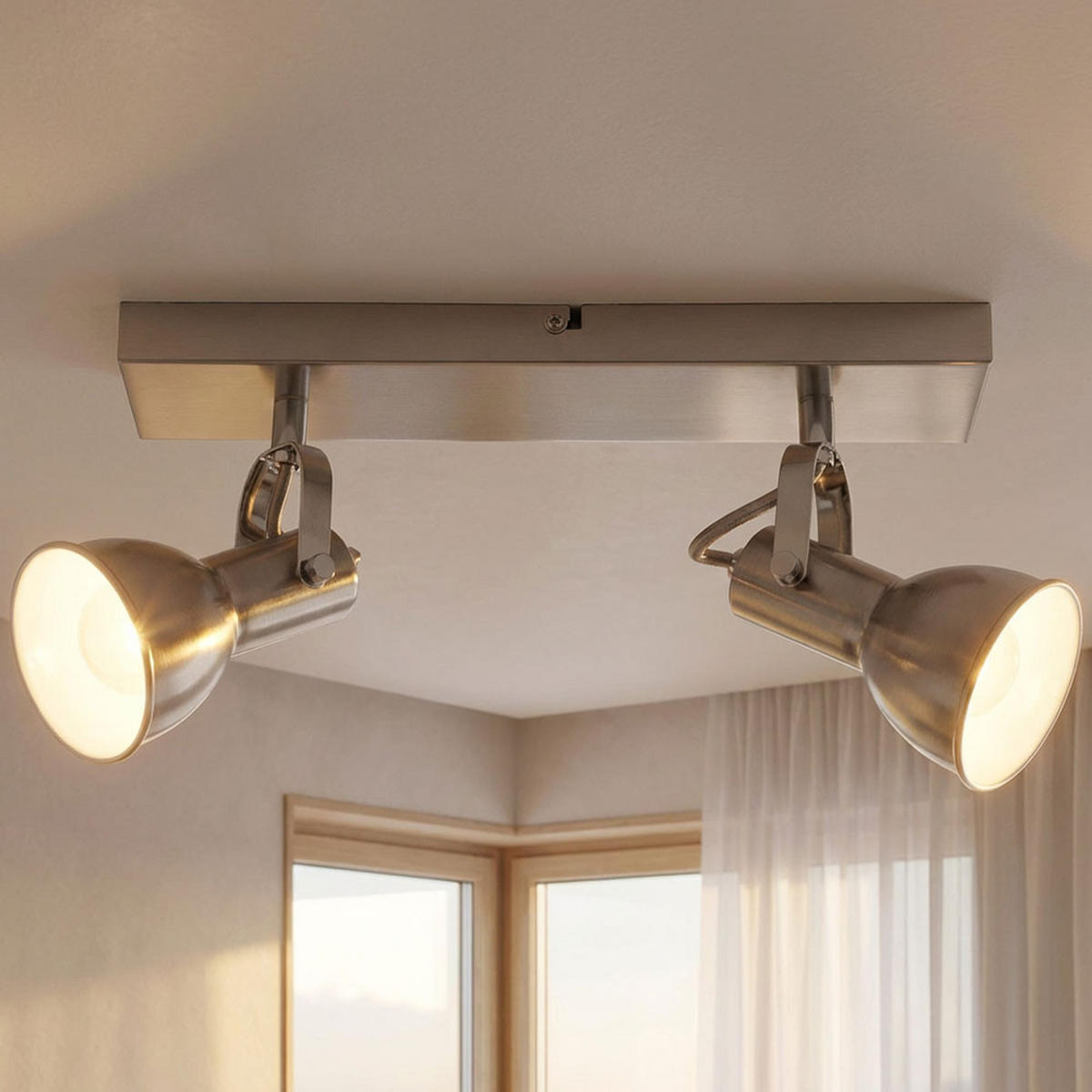 DECKENLEUCHTE Metall Silber bewegliche Spots - Silberfarben, Metall (32/14/14cm) - Globo Lighting