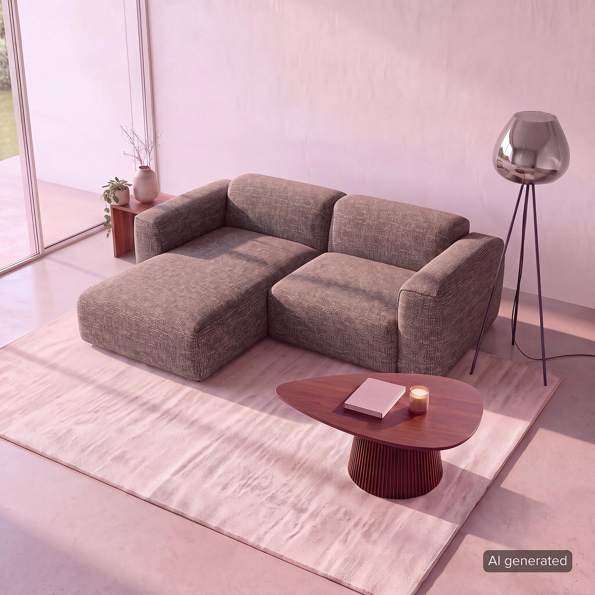 1,5-SITZER ECKSOFA mit Longchair - Schwarz/Grau, Kunststoff/Textil (260/173cm) - home24
