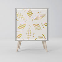 SIDEBOARD SPOTTED DAZE, Grau, 57,5x42x77,5 cm, Schräge Buchenholzfüße - Buchefarben/Multicolor, Holzwerkstoff/Buchenholz (57.5/77.5/42cm) - SpaceRebels