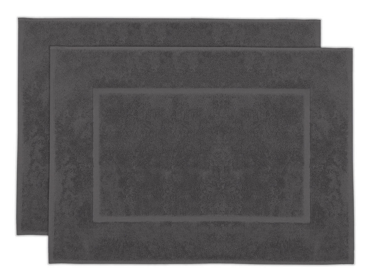 BADEMATTE, 2er-Set, 50x70 cm, 100% Baumwolle - Graphitfarben, Textil (50/70cm) - Zollner