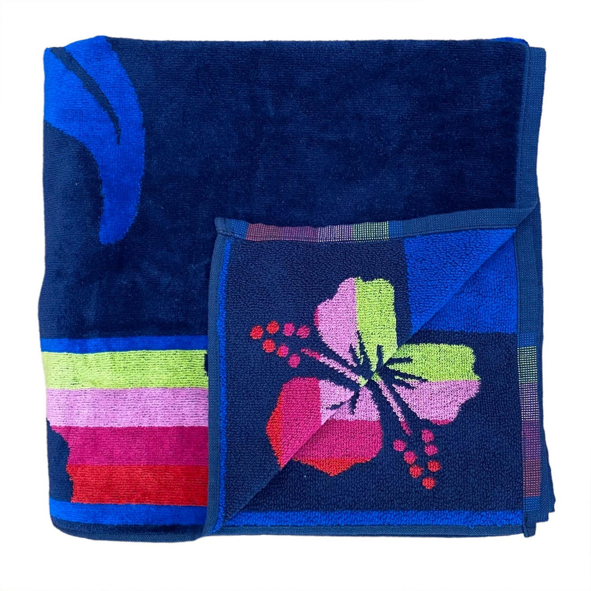 STRANDTUCH Frottee Velours Jacquard Vegas 140x180 400g/m² - Blau, Textil (140/180cm) - LE COMPTOIR DE LA PLAGE