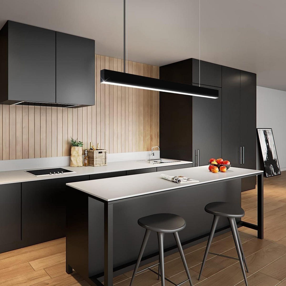 LED-PENDELLEUCHTE Reutlinger 108.5/4.6/4.6cm - Schwarz, Metall (108.5/4.6/4.6cm) - Nettlife