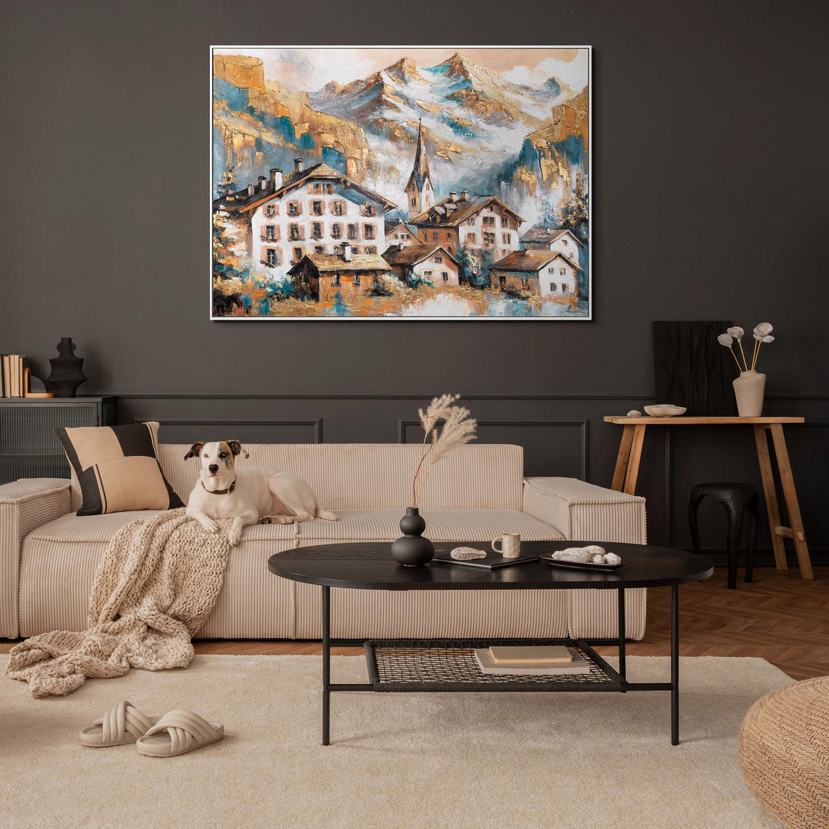 GEMÄLDE Sonnige Höhen Schattenfugenrahmen Grau 140x100 cm - Grau, Holz (140/100cm) - YS-art gallery