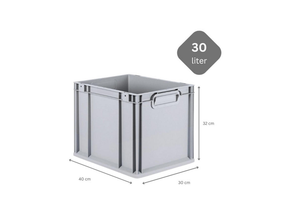 EUROBOX 5x Nextgen Economy Griffe Geschlossen 32x30x40cm 30 Liter - Grau, Kunststoff (30/32/40cm) - PROREGAL