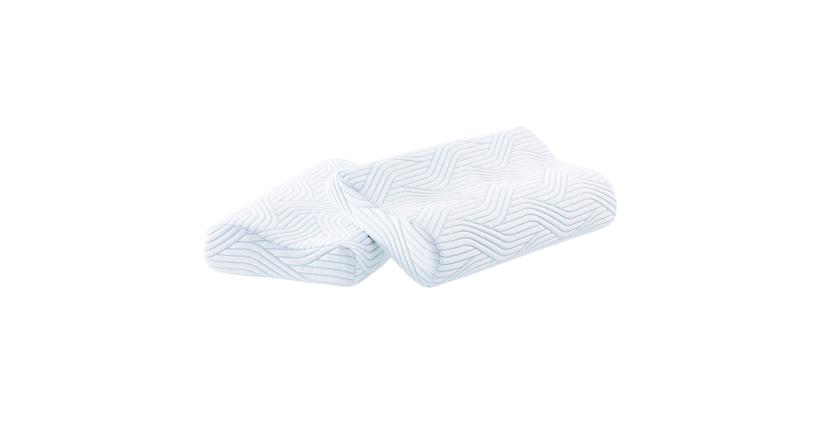 Tempur Kissen in Weiß mit elegantem Wellenmuster, bietet optimalen Schlafkomfort und stilvolles Desig