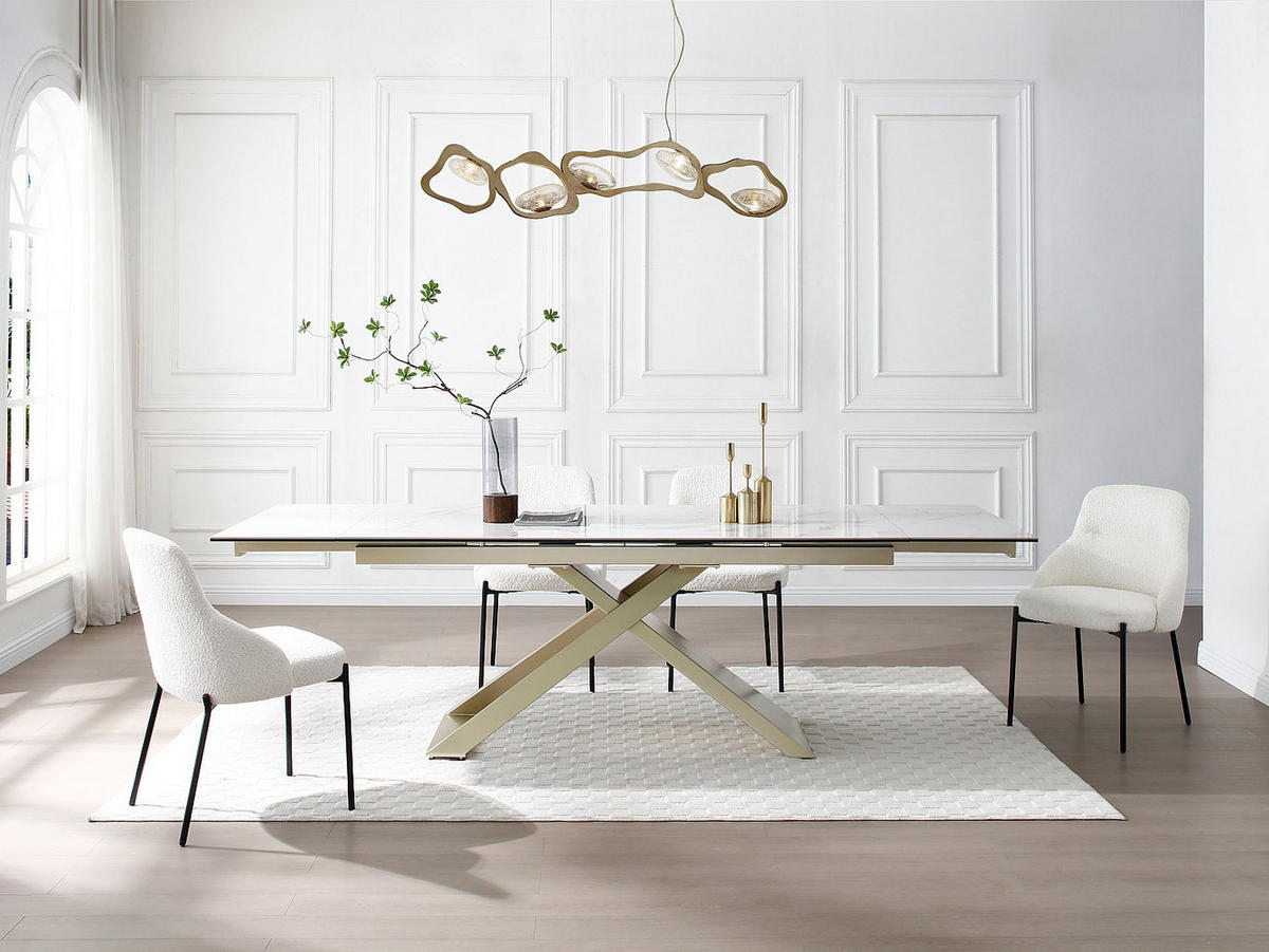 ESSTISCH - 6 Personen, 8 Personen, 10 Personen - Glas, Keramik - Weiß - XERENA - Weiß, Glas/Keramik (90/220/76cm) - Vente-Unique