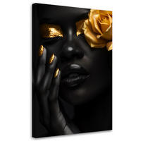 LEINWANDBILD Frau Rose Gold 40x60cm - Schwarz, Textil (40/60cm) - Feeby