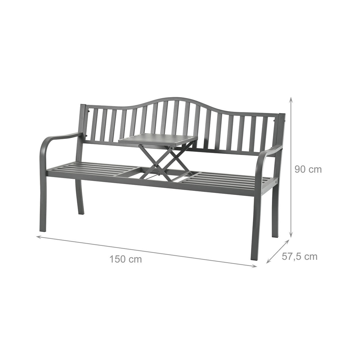 GARTENBANK - Anthrazit, Metall (150/90/57.5cm) - Relaxdays