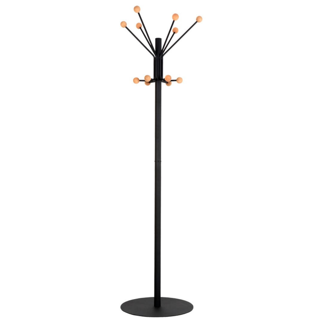 GARDEROBE Mit Schwerem Standfuß & Holzknöüfen Höhe 180 cm Schwarz - Schwarz, Metall (45/180/45cm) - PROREGAL