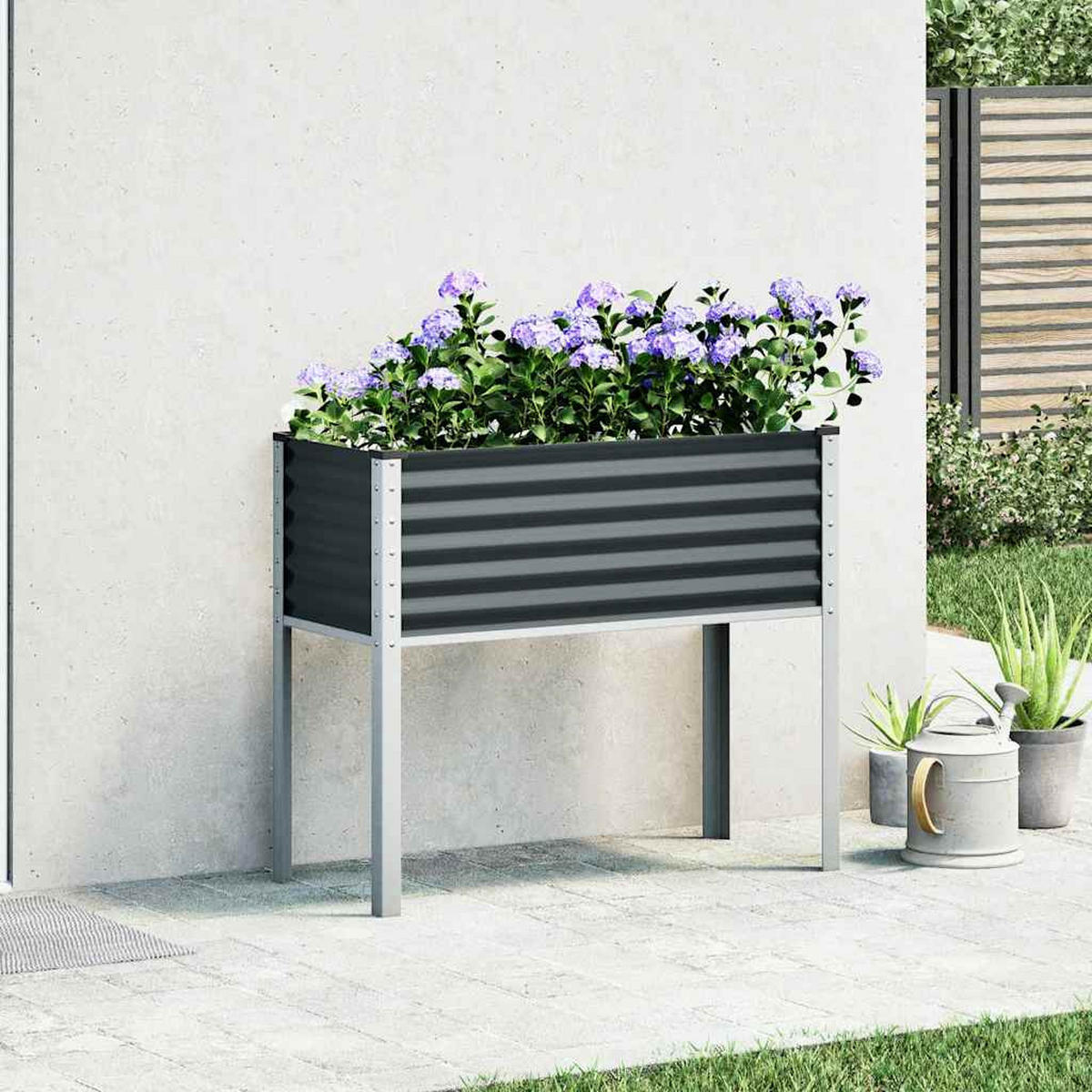 GARTEN-PFLANZGEFÄSS Anthrazit 100/45/90 Cm Stahl - Anthrazit, Metall (41/90/100cm) - vidaXL