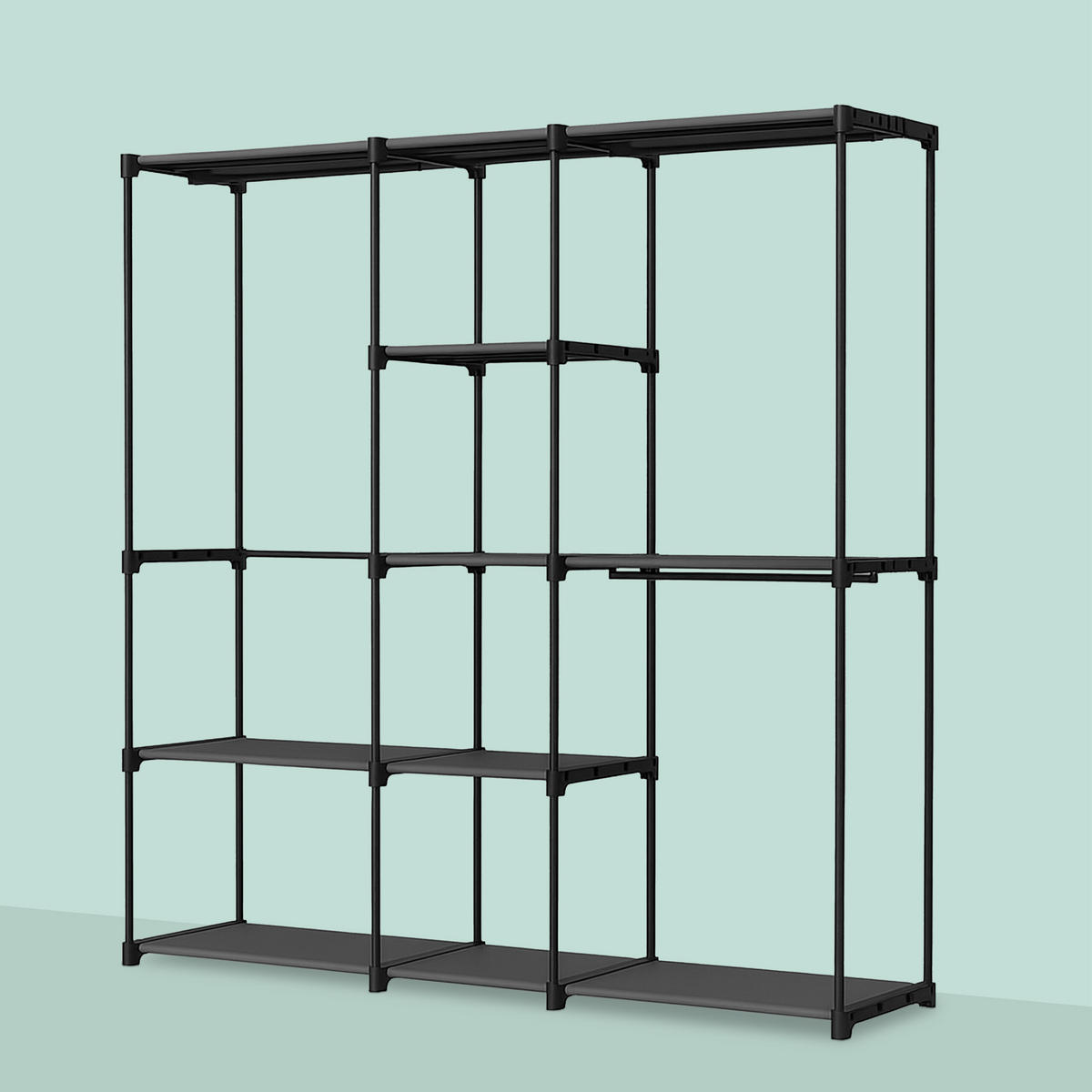 GARDEROBE - Schwarz, Kunststoff/Metall (182/182/43cm) - Relaxdays